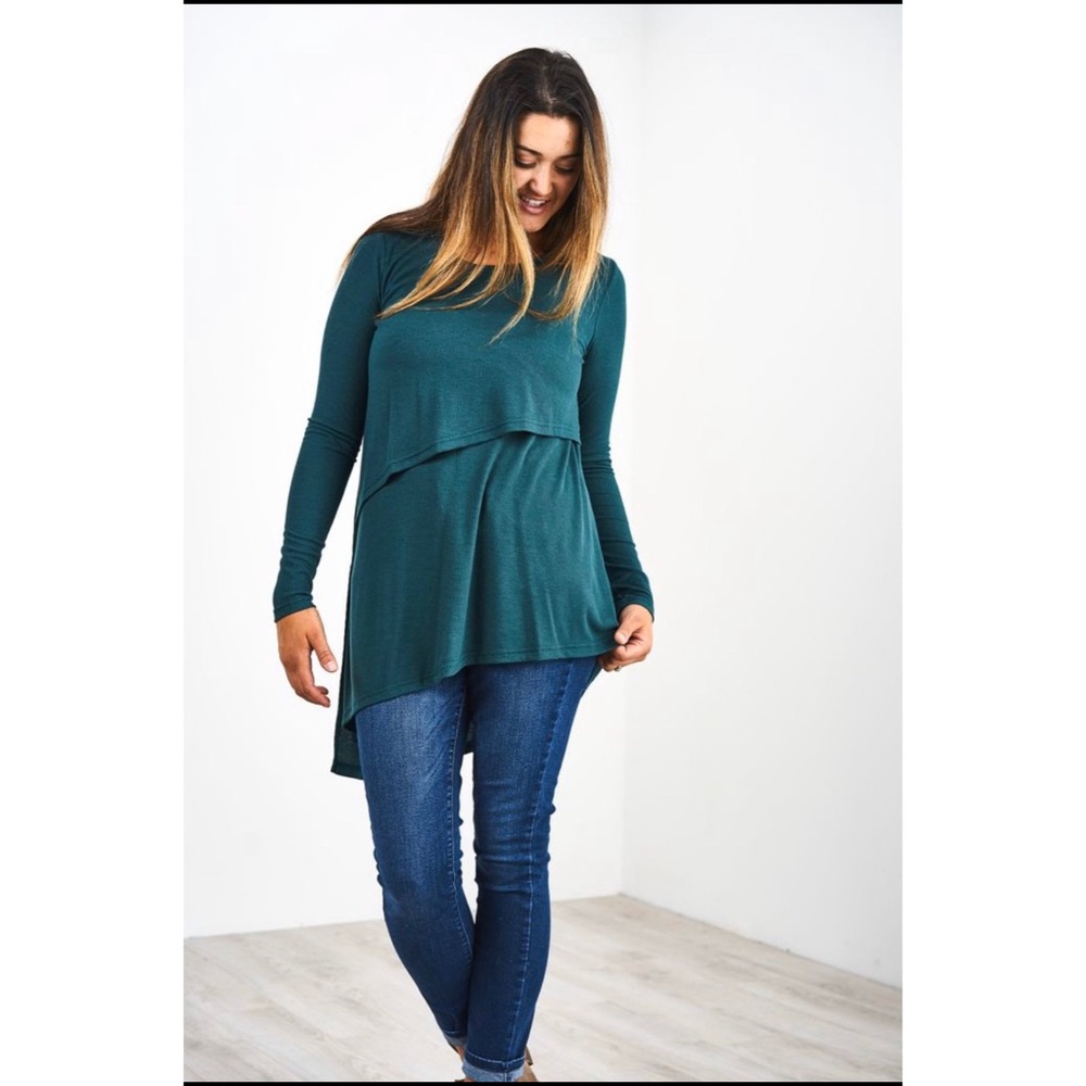 Latched Mama Ribbed Asymmetrical Nursing Tunic